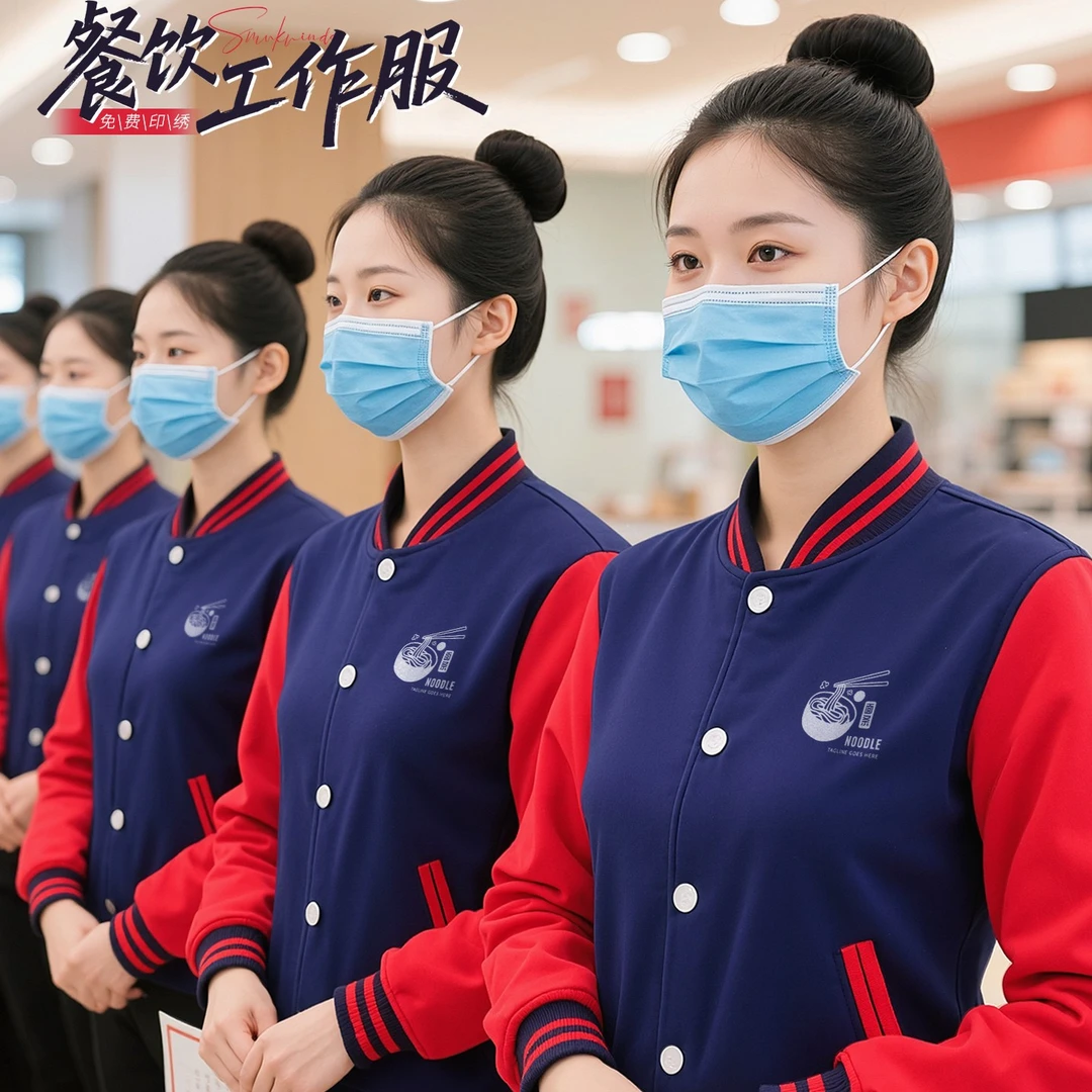 秋冬款餐饮服务员卫衣定制印logo餐厅饭店火锅烧烤店长袖工装外套