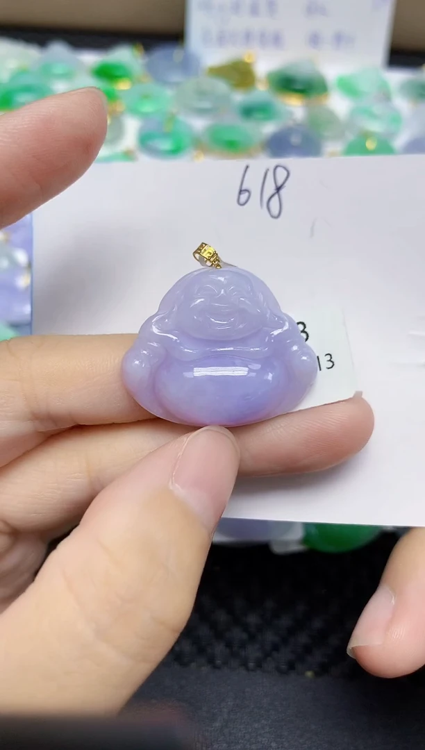 翡翠18K金镶嵌颈饰天然缅甸翡翠A货