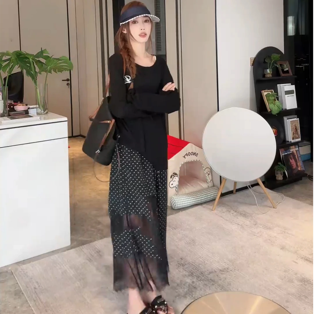 「黑色便利贴」不理理夏季新款小众女装慵懒感百搭休闲长袖T恤