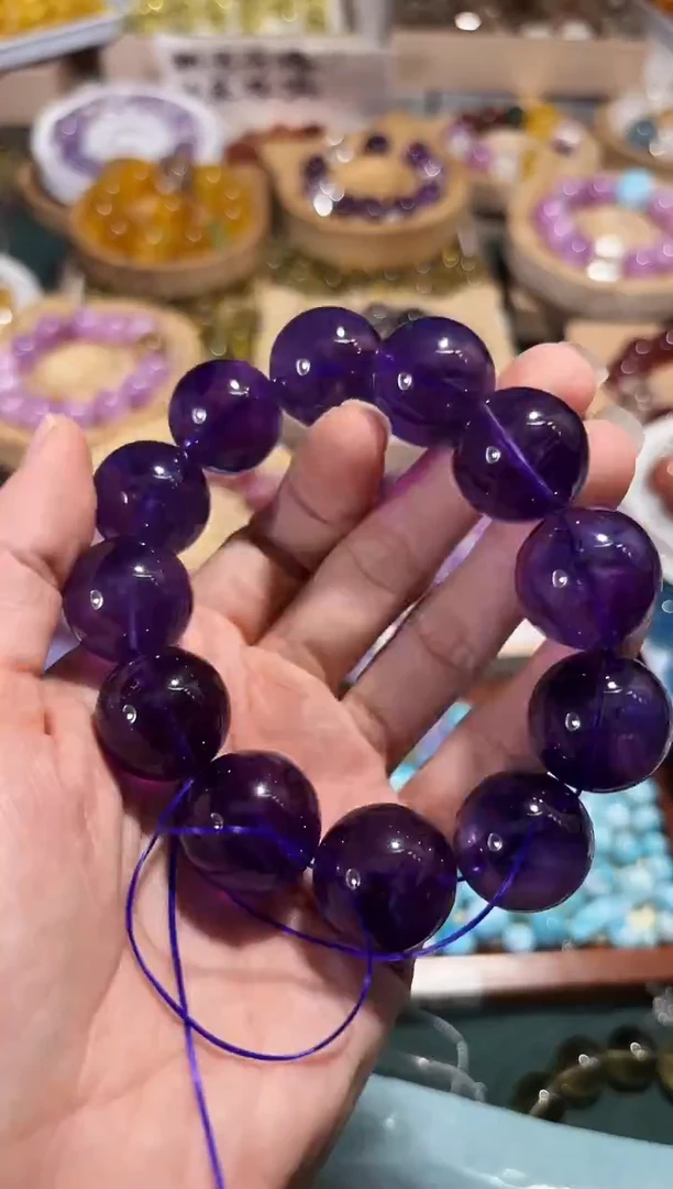 银S925镶嵌手串水晶A39紫水晶圆珠宽卡19+单颗