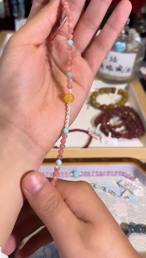 【闪购商品】菱锰矿（红纹石）手绳银S925镶嵌Q790手串