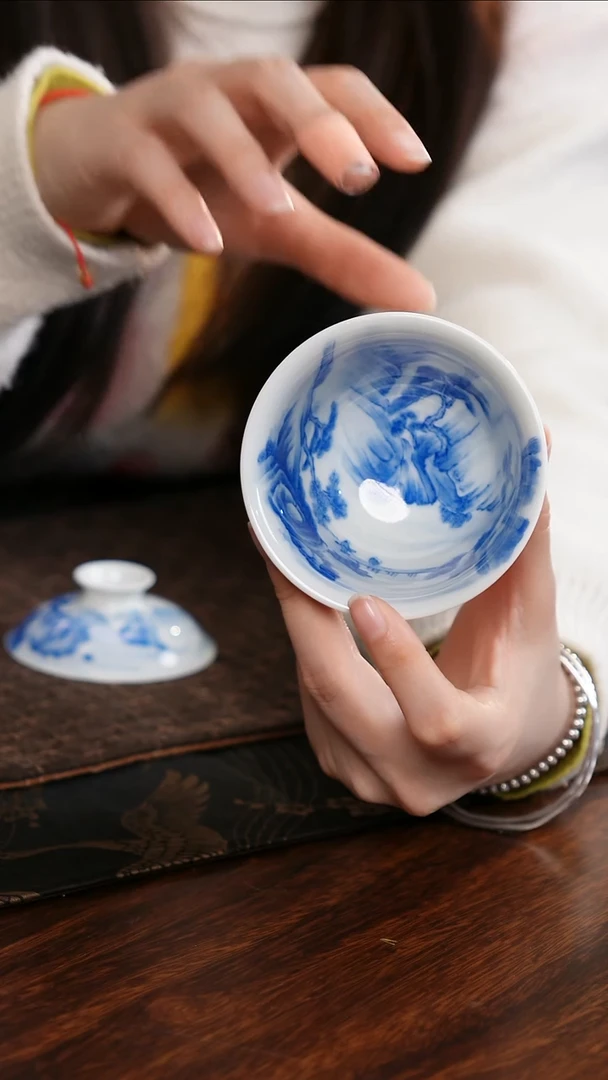 【闪购商品】杯子YS重工山水盖碗34号