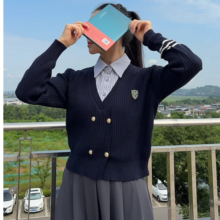 【工厂直销】女装2025新款学院风针织衫假两件上衣开衫毛衣秋冬韩版