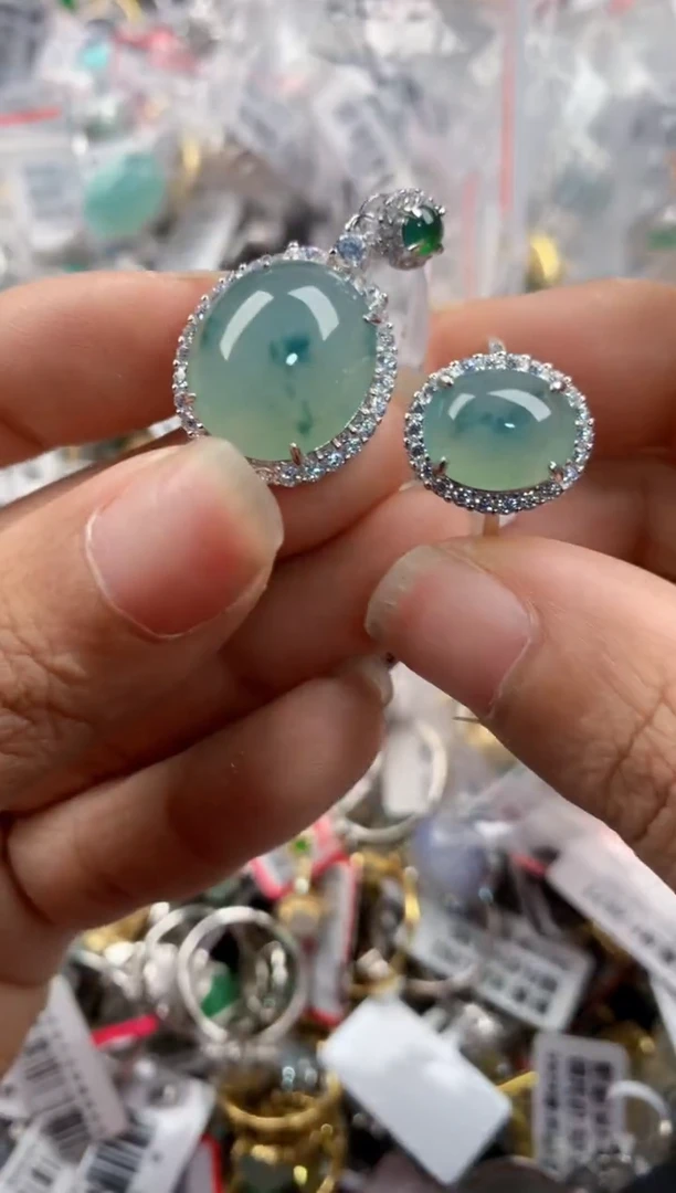 银S925镶嵌戒指翡翠3333----4