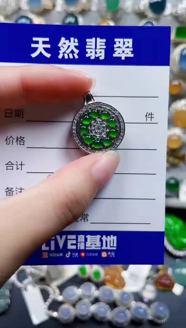 颈饰银S925镶嵌翡翠449