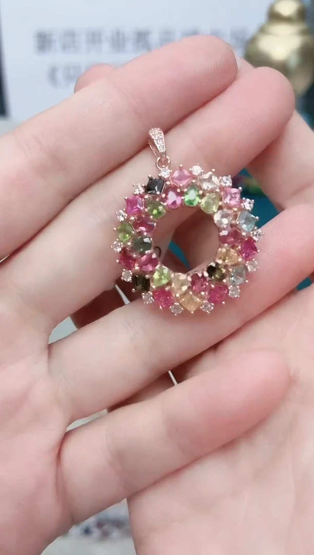 银S925镶嵌吊坠碧玺574ZB1202产品一个（多样性）