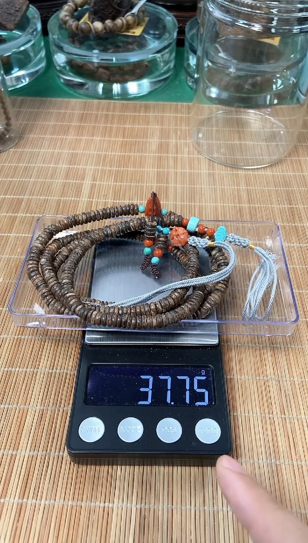 手串沉香海南红土棋肉片片珠DIY37.75g+