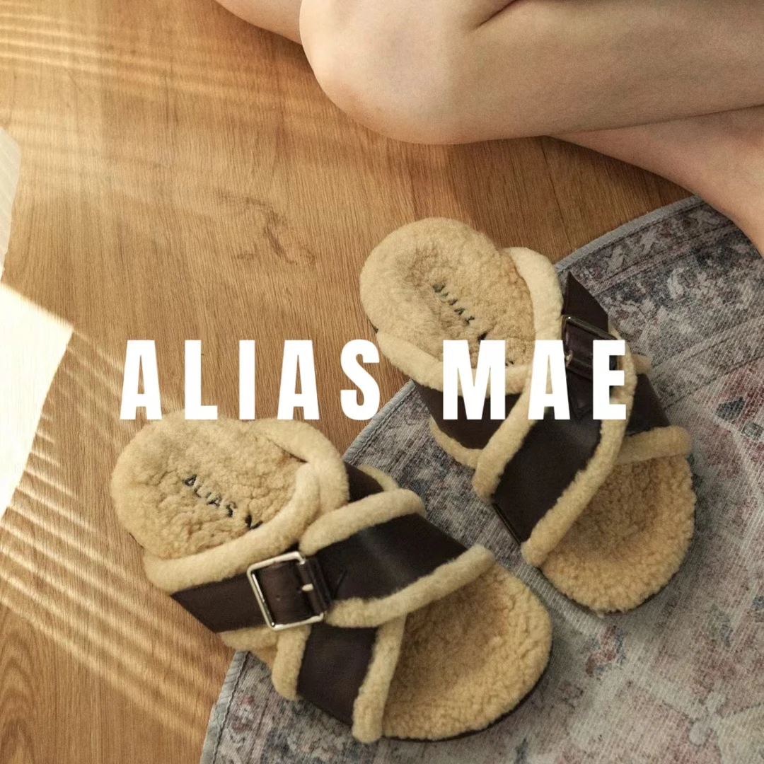 ALIAS MAE设计师款 ·交叉带搭配羊毛毛拖