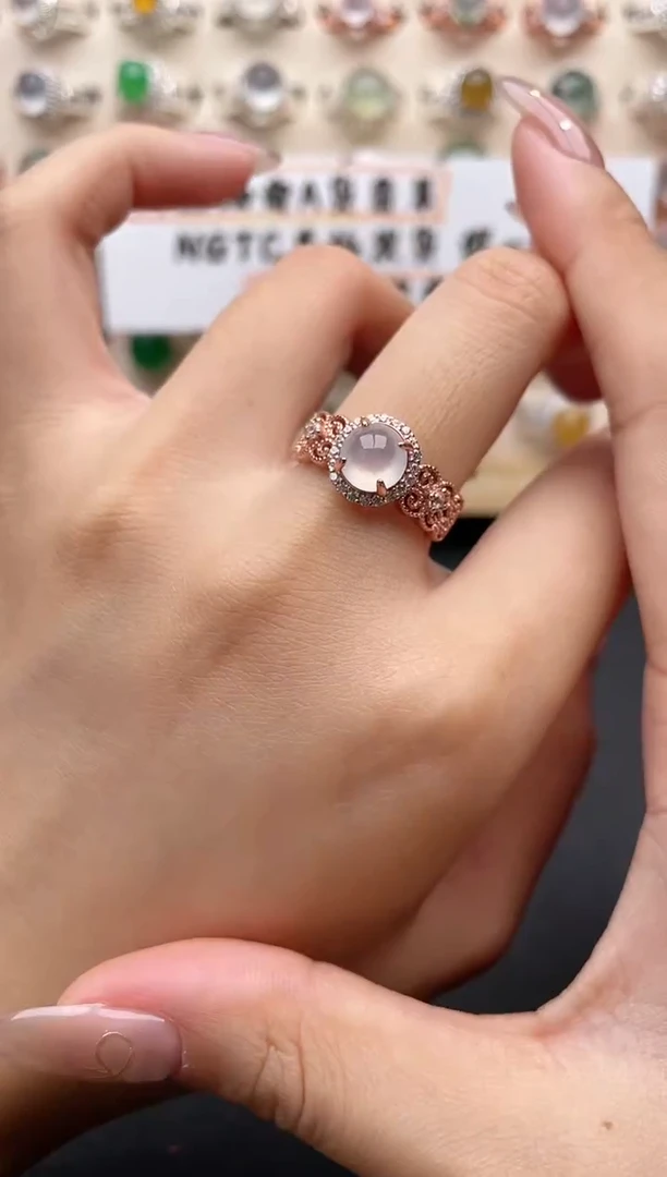 【闪购商品】翡翠戒指银S925镶嵌一物一证一礼盒