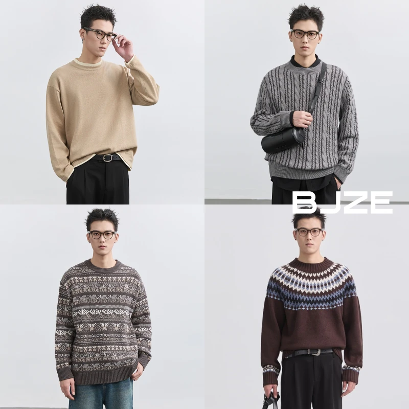 【福利针织衫秒杀合集】BJZE男装时尚百搭针织衫宽松毛衣男Y441725