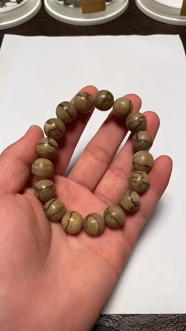 沉香手串晓*TC10024 沉香天然野达拉干花珠单圈