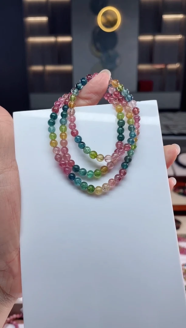 未镶嵌老矿碧玺三圈手串5mm+碧玺（多样性发一条）Q
