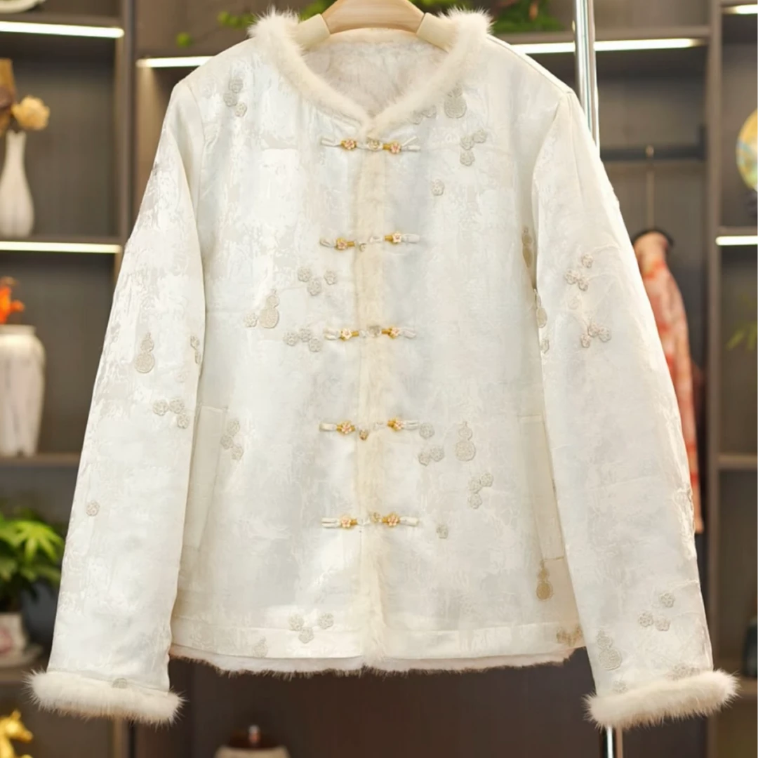 【白葫芦】双面穿水貂绒新中式香云老料刺绣国风双面加厚保暖外套
