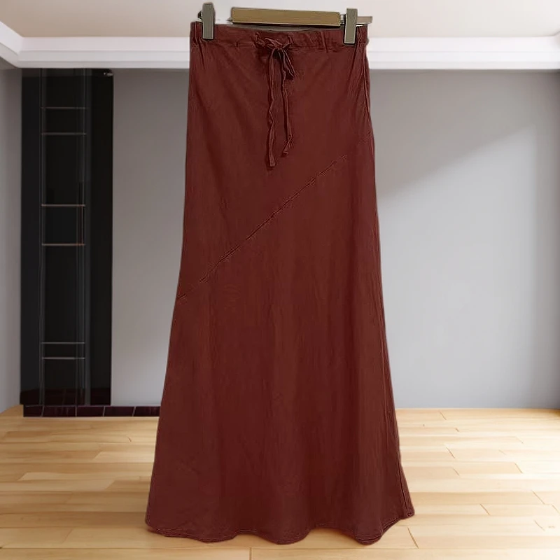 100亚麻松紧腰包臀半身裙时尚休闲百搭夏季