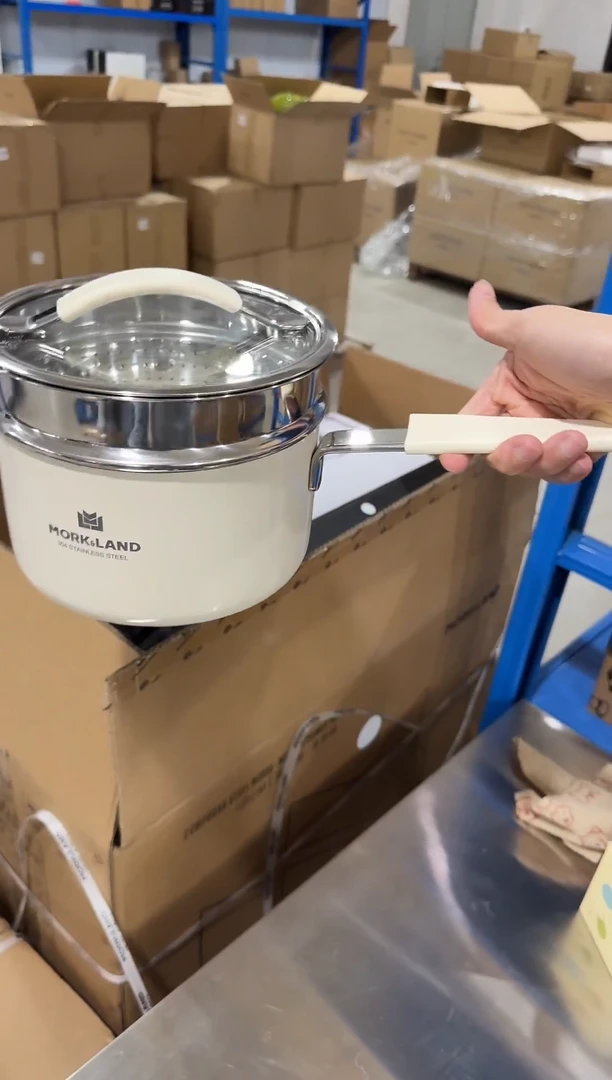 瓷片18cm不锈钢蒸奶锅2L（白色）