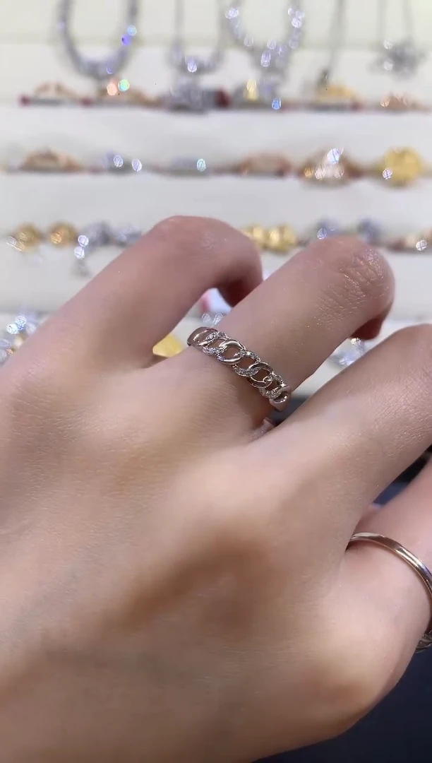 戒指18K金镶嵌钻石A336多样性发货一件|999