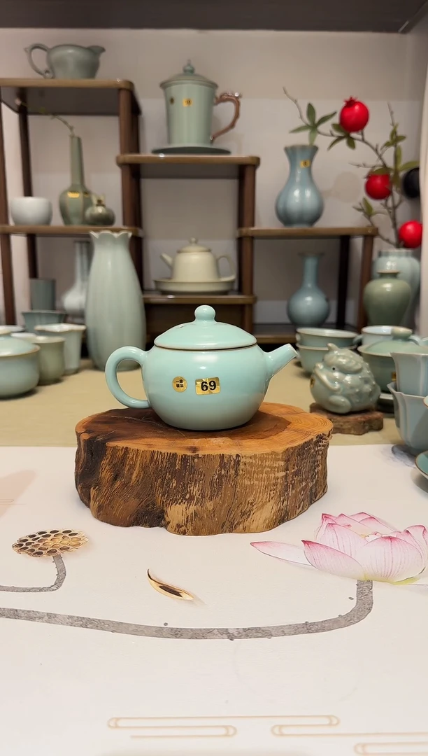 壶69匏尊壶 缥碧釉一级精品*