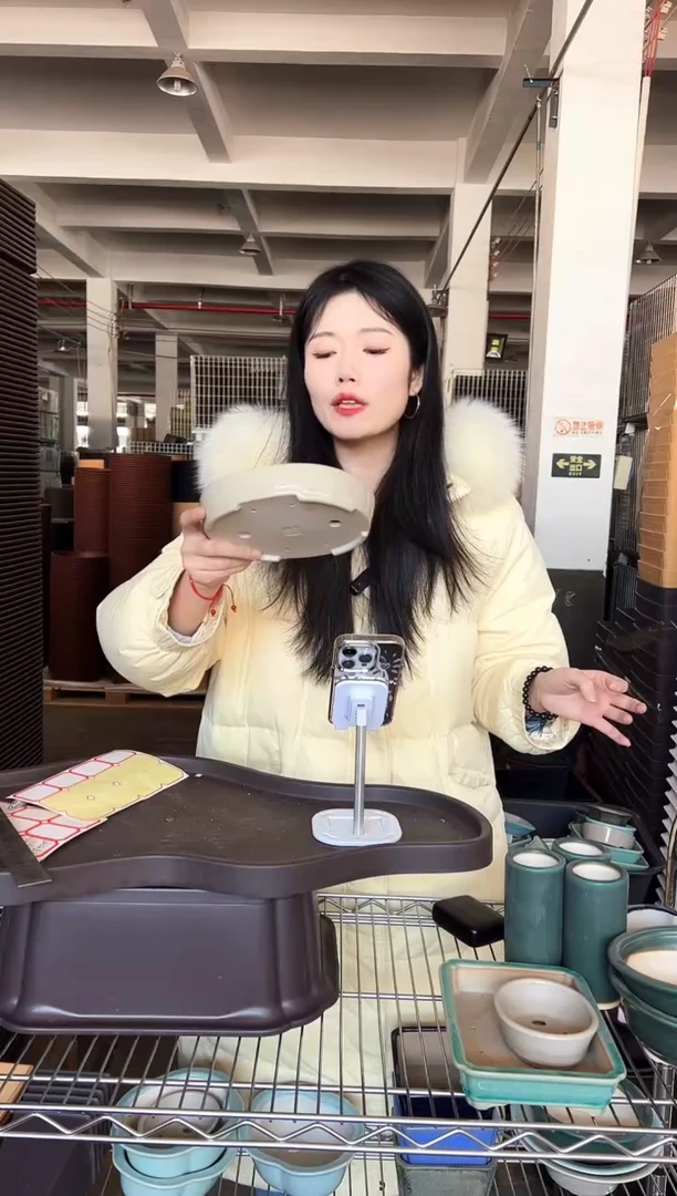 【闪购商品】陶瓷椭圆花盆两只装冰裂纹陶瓷