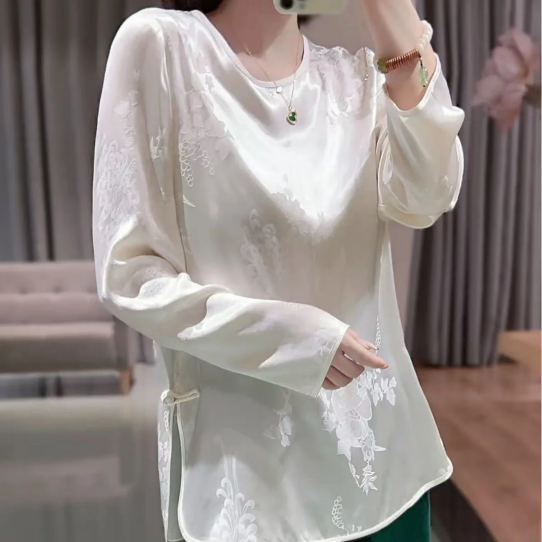 中式国潮百搭显瘦圆领长袖衬衫2025D1731—大鱼