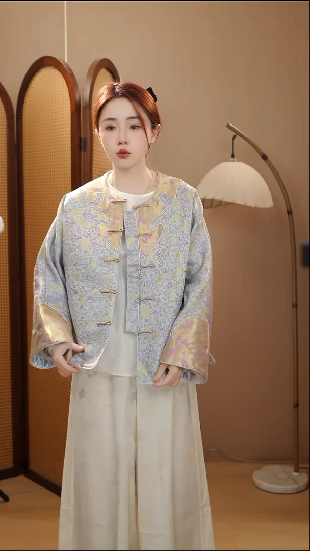 高定铜钱纹夹棉外套南油