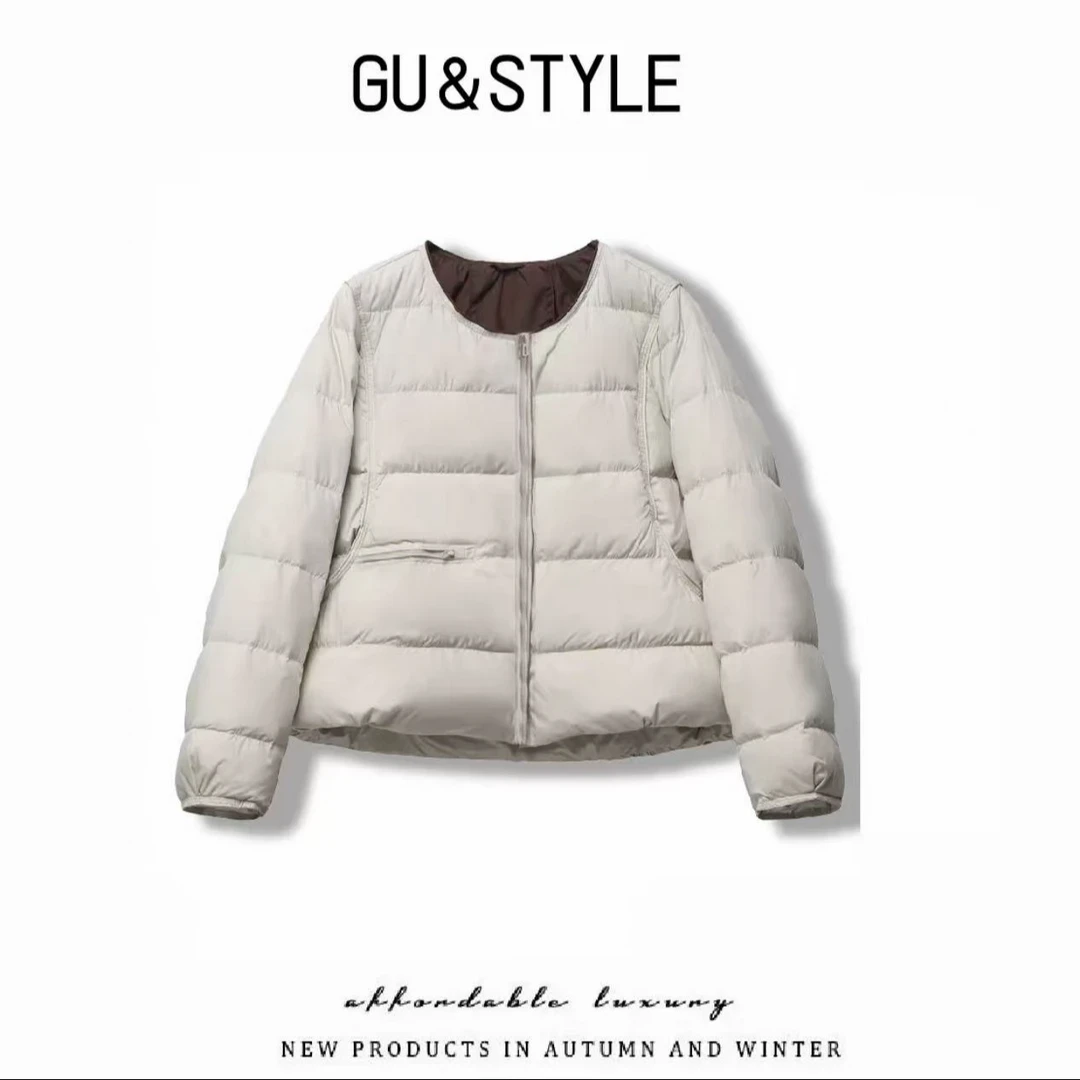 时尚百搭简约圆领短款新国标云感高奢羽绒服