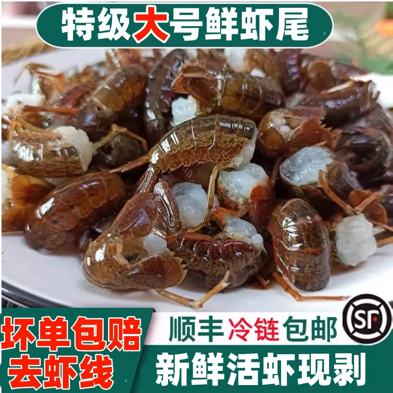 龙虾尾特大号无冰衣小龙虾尾特大无冰衣冷冻生鲜冻批发麻辣小龙虾