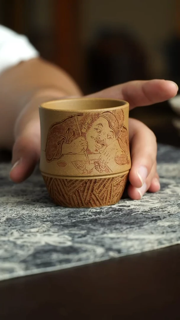 茶杯紫砂67号宜兴紫砂原矿作品段泥竹节杯