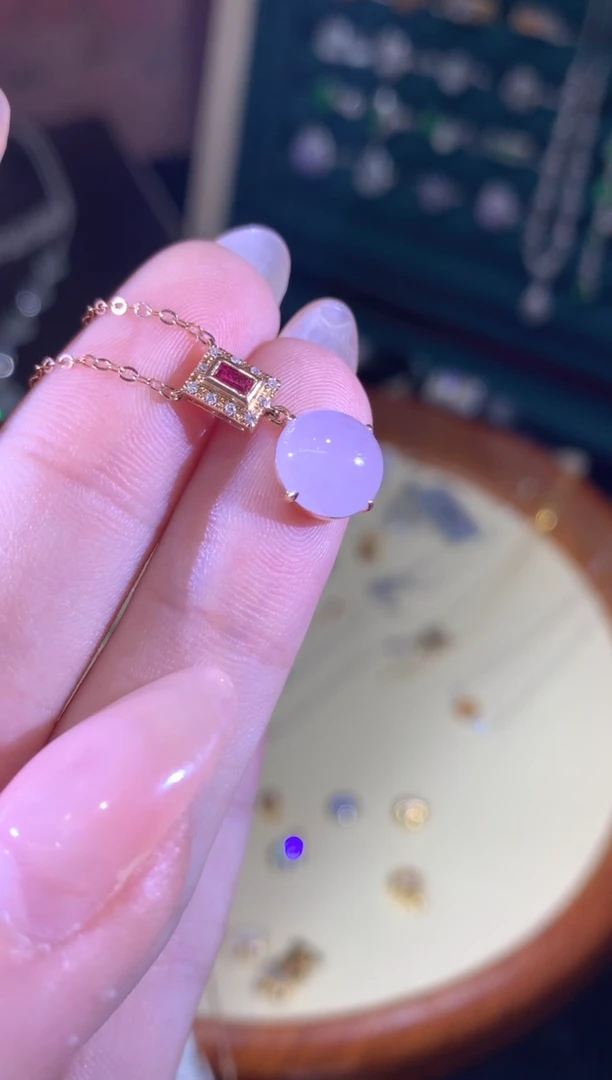 翡翠18K金镶嵌项链LSJ009