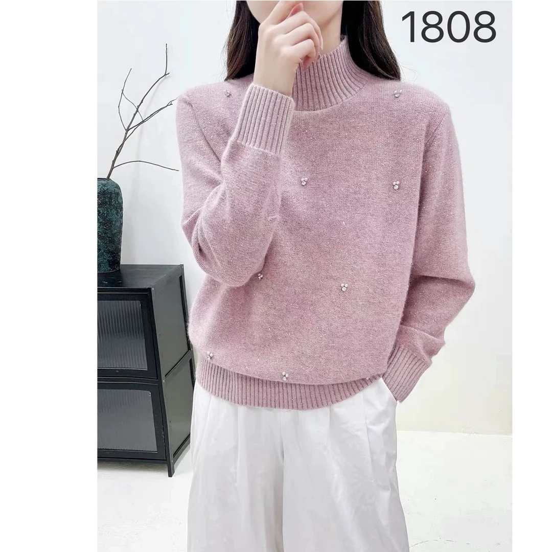 2024年冬季加厚半领时尚休闲百搭毛衣