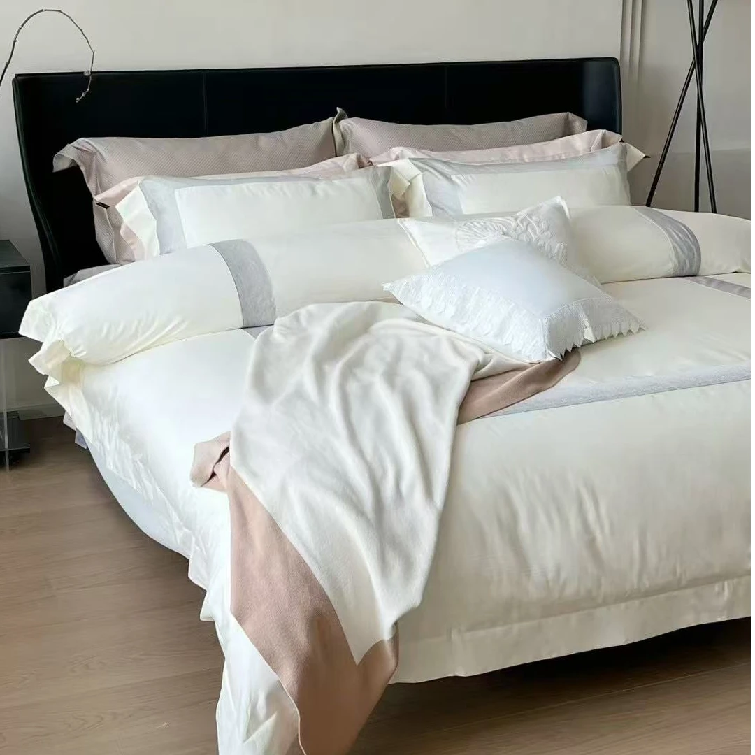 【匹马棉色织提花】伊丹 定制款拼条工艺轻奢风四件套