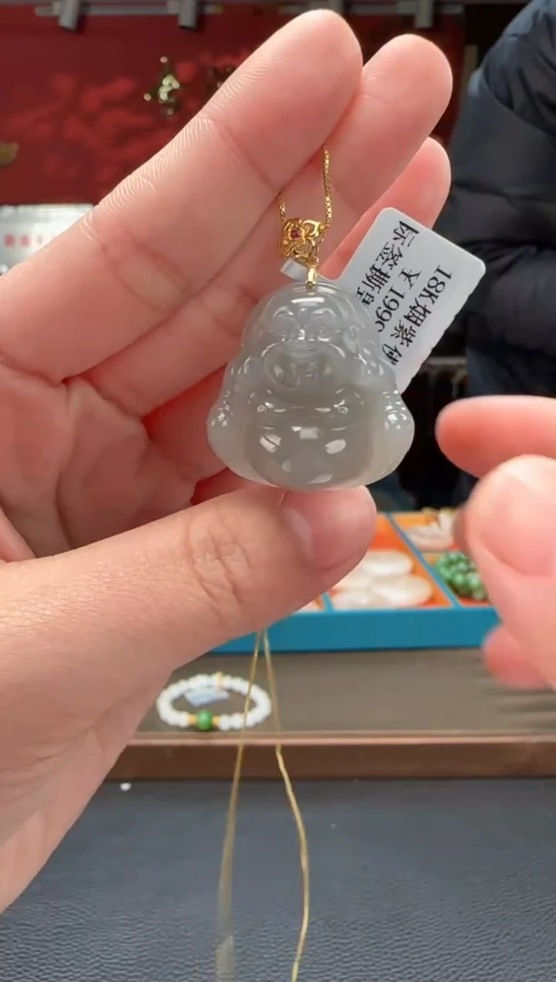 【闪购商品】和田玉颈饰18K金镶嵌烟紫佛公
