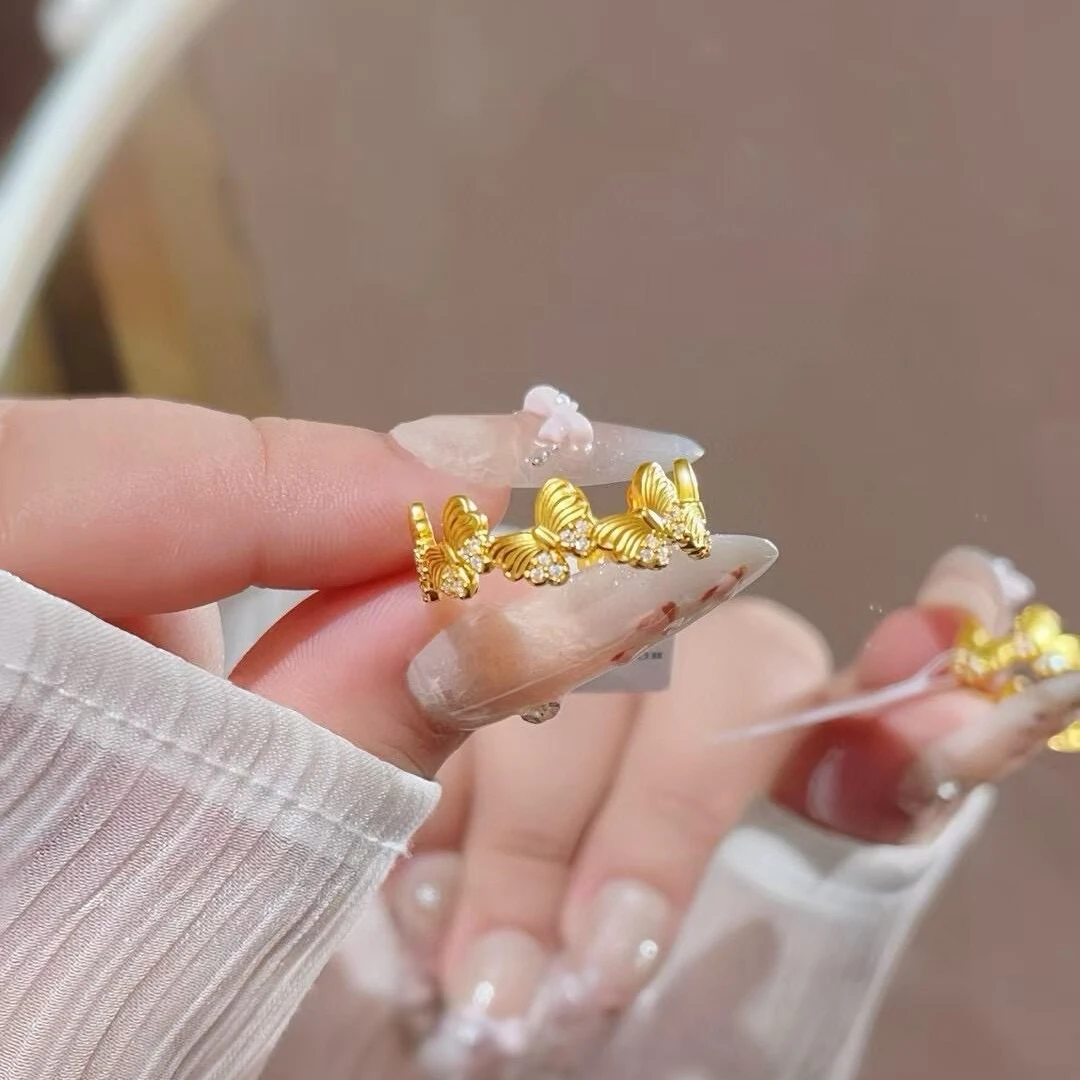 铜合金戒指  燃力金太阳专属【JZ001】镀真金24K 开口钻5蝴蝶戒指