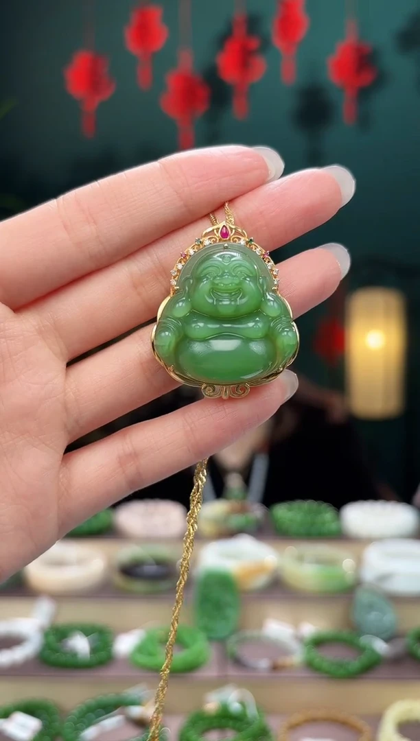 【闪购商品】和田玉吊坠(不含链)18K金镶嵌佛公吊坠