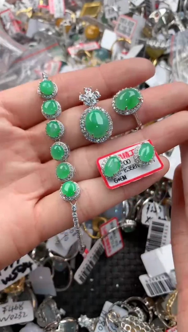 银S925镶嵌戒指翡翠222   2