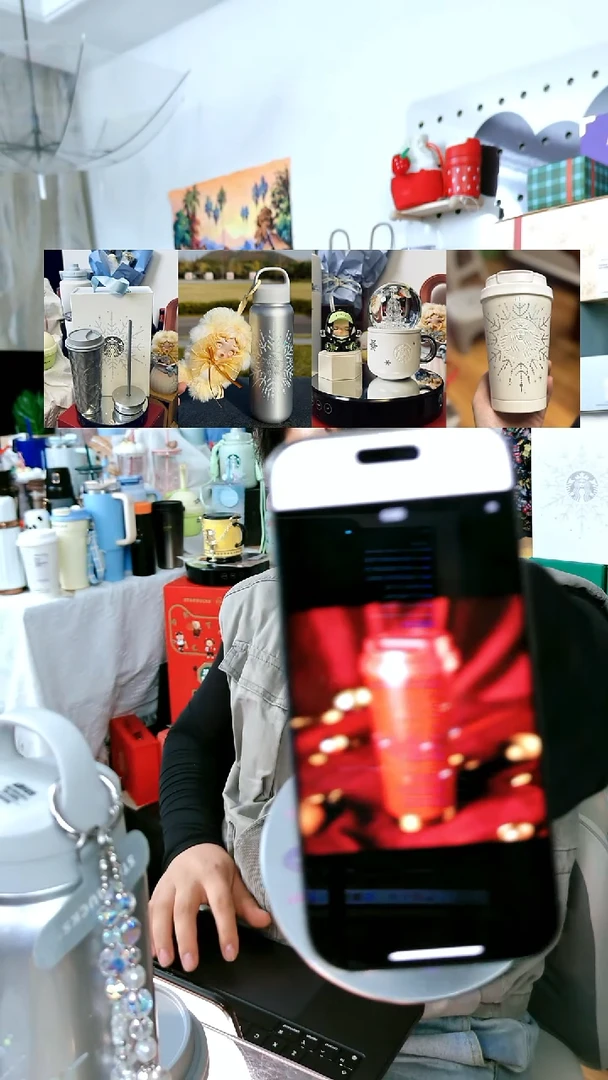 钢化玻璃圣诞随行杯