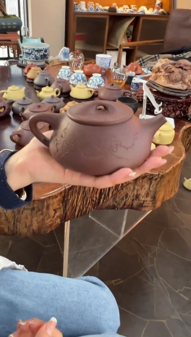 【闪购商品】紫砂茶壶【头哥手工壶】景舟石瓢底槽清刻绘梅花