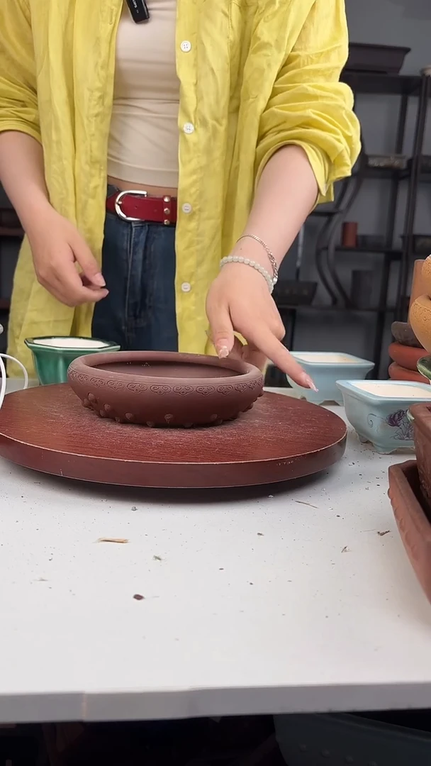 紫砂花盆浅草紫砂花盆微瑕