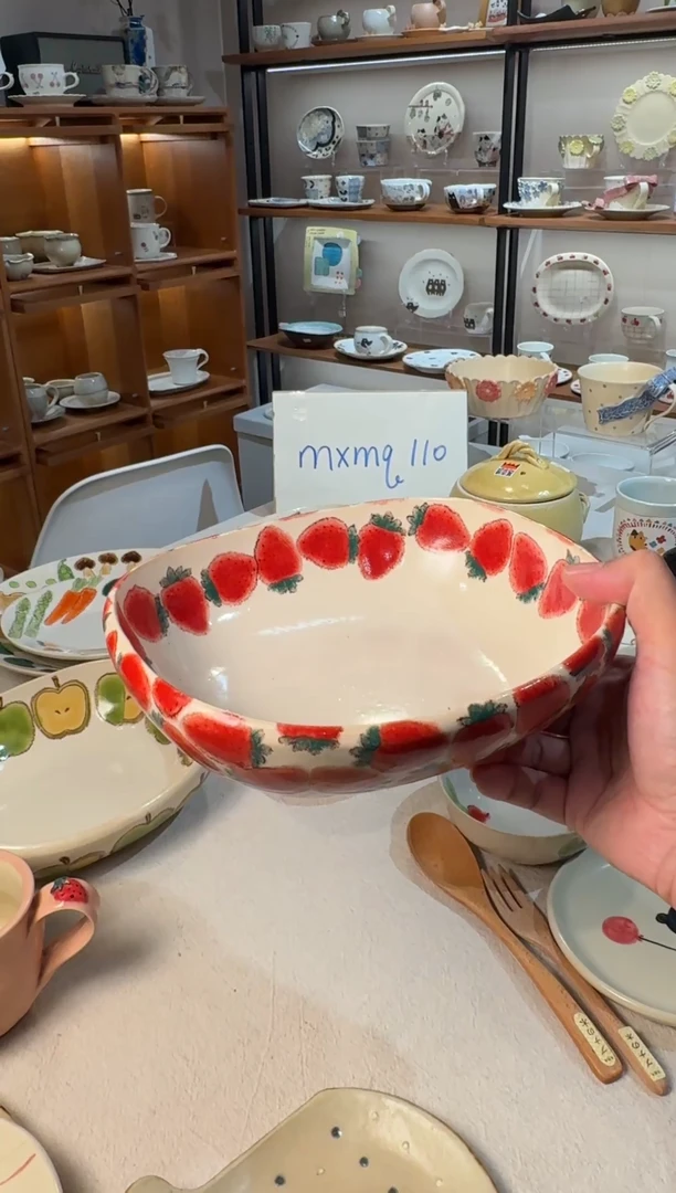 陶自**长日本陶艺作家手作器物taisei草莓大方钵