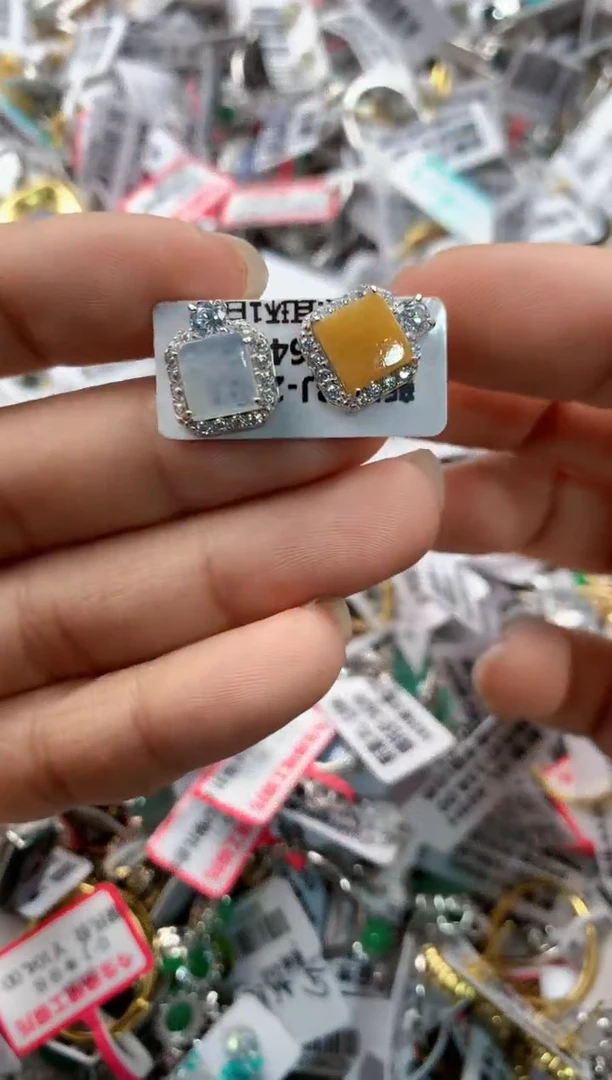 银S925镶嵌戒指翡翠444---10