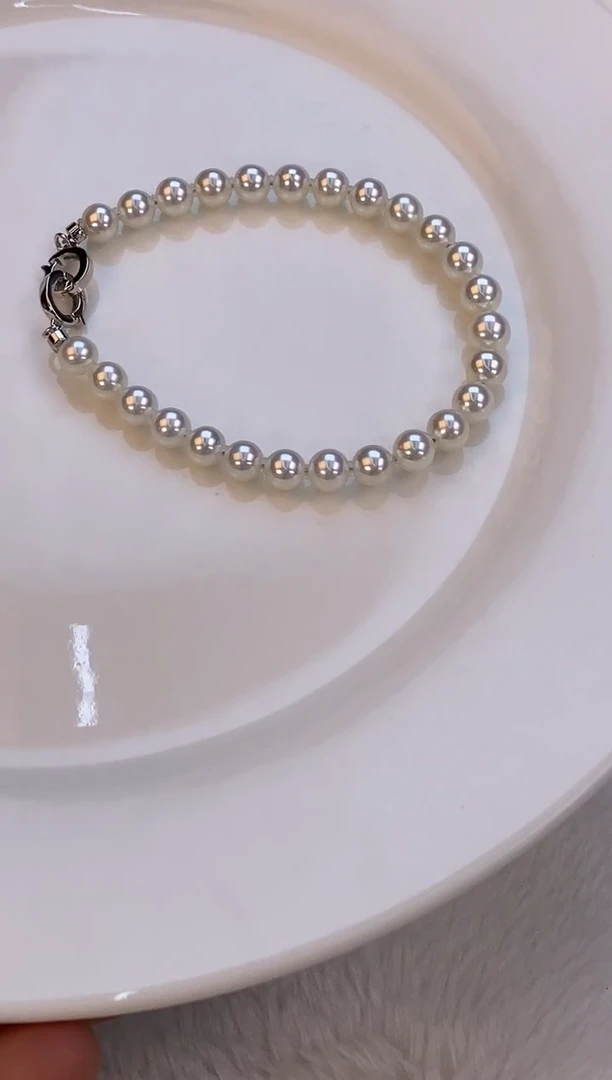 银S925镶嵌手链淡水珍珠6-6.5