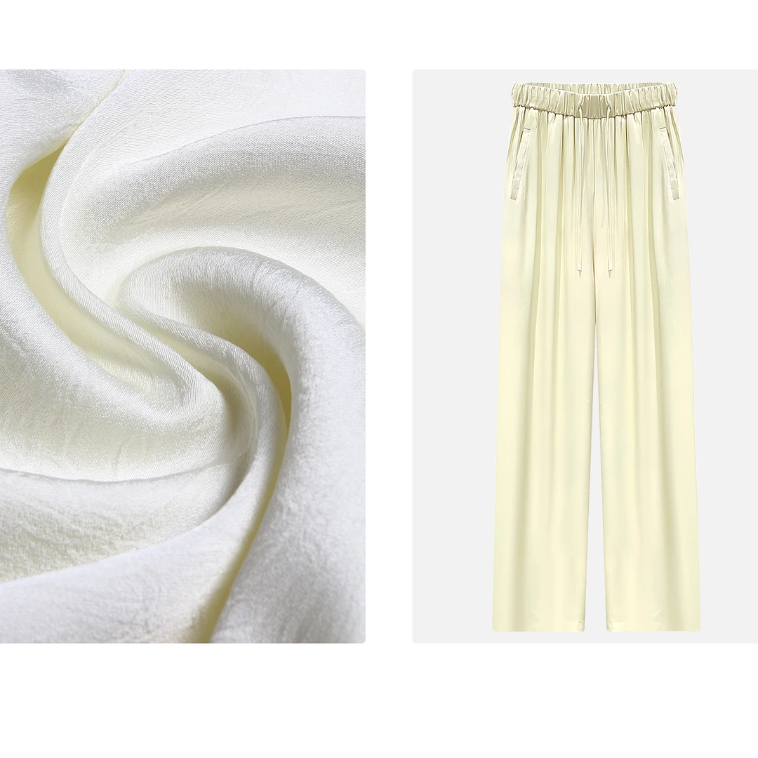 130#夏款"三色抽褶"垂感直筒裤显瘦高腰宽松抽褶女