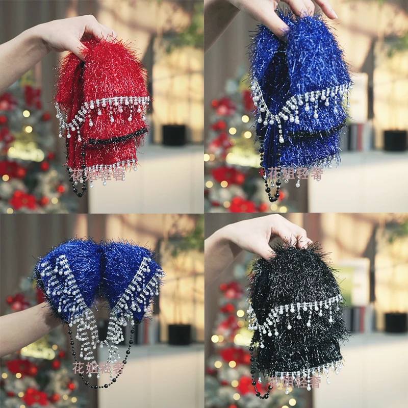 【银装 】马尾+弹簧夹韩式发夹饰品头饰发卡发饰红色韩版时尚民族风