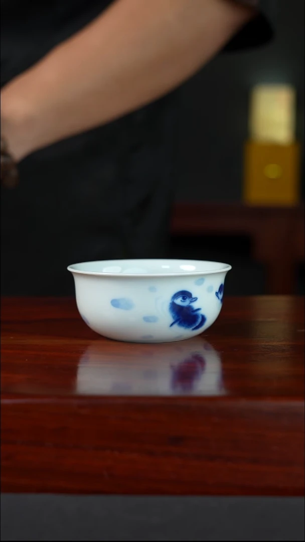 祖传窑  真柴窑传承400年鸭子戏水卧足杯