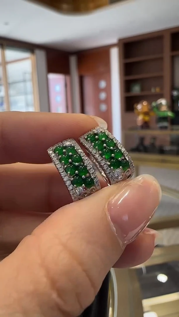 【闪购商品】翡翠耳饰银S925镶嵌银镶