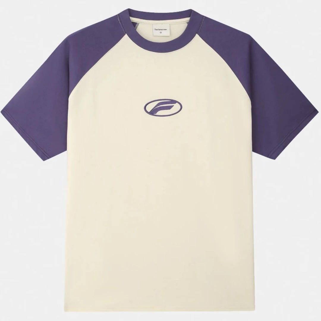 freetomorrow刺绣插肩短袖长款T恤纯棉潮牌-紫色长款23N020001