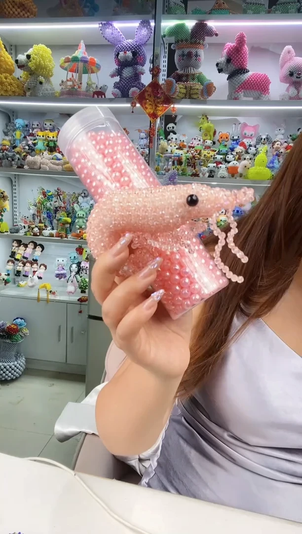 玻璃0123卡8马贝彩皮皮虾材料包1套西柚粉色