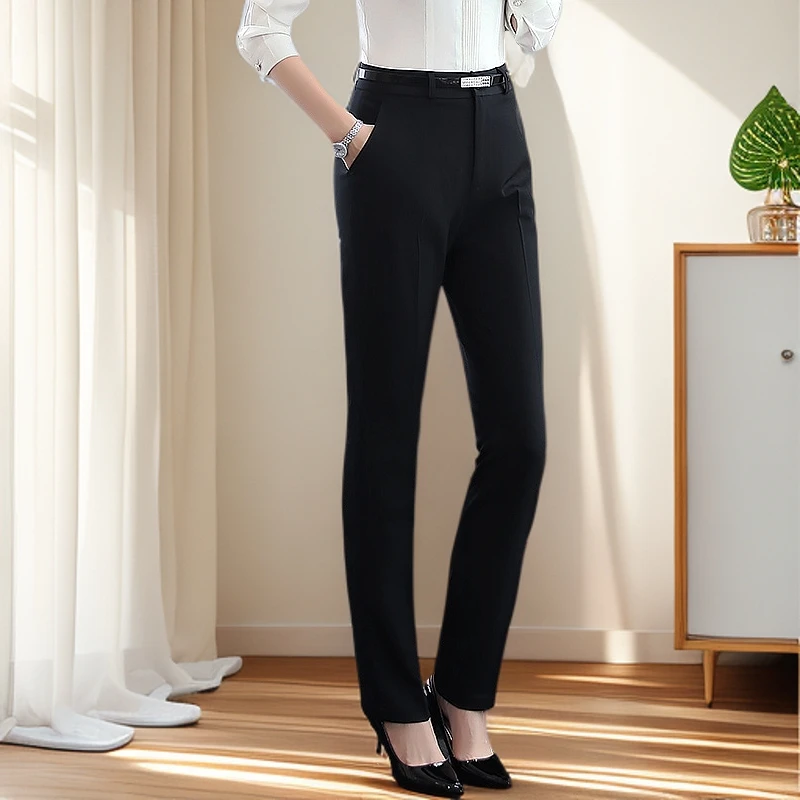 薄款黑色直筒长裤女职业装商务面试正装夏季显瘦修身ol西裤工作服