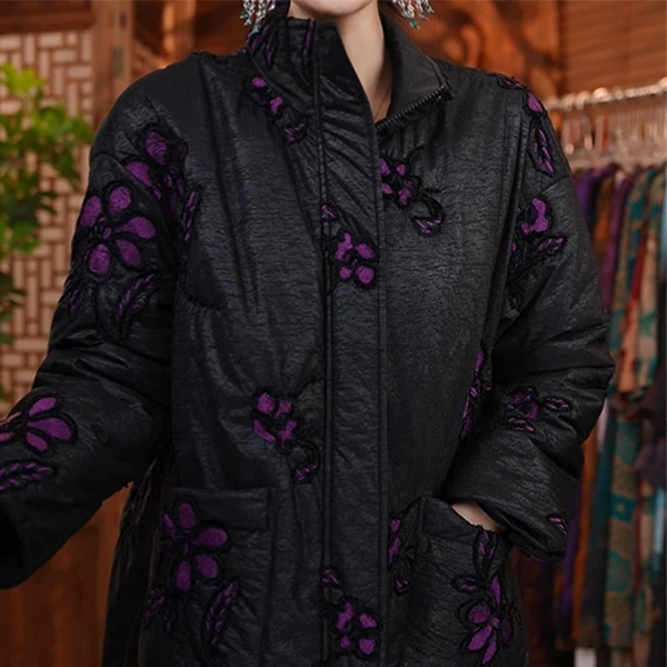 0537新中式国风气质款显瘦冬季新款香云纱时尚百搭风衣