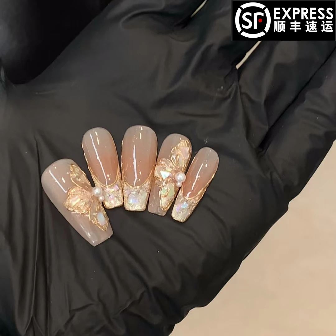 【花枕繁星】纯手工制作气质百搭双色渐变可拆卸穿戴甲