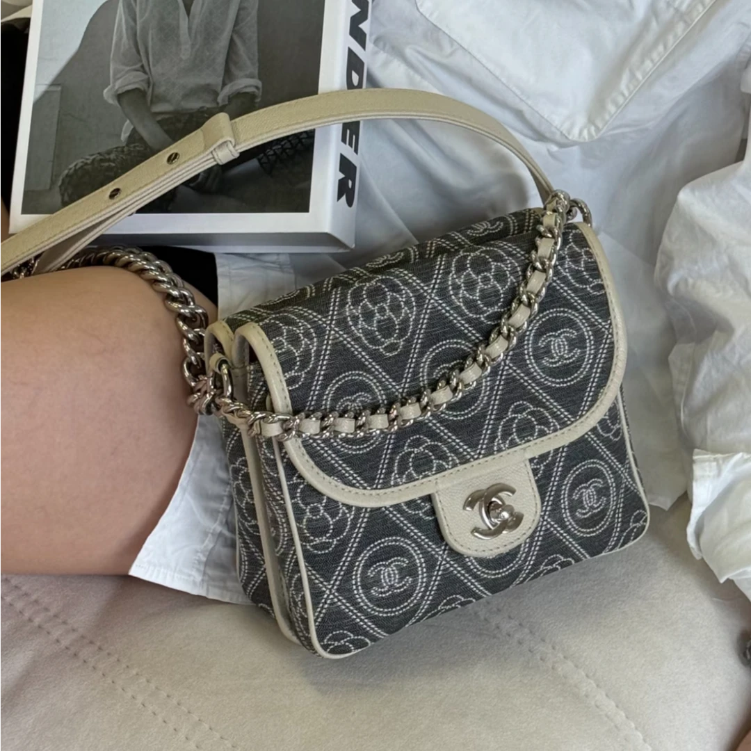 99新 Chanel/香奈儿 小花Jerry 25开 山茶花双子星2way 斜挎包